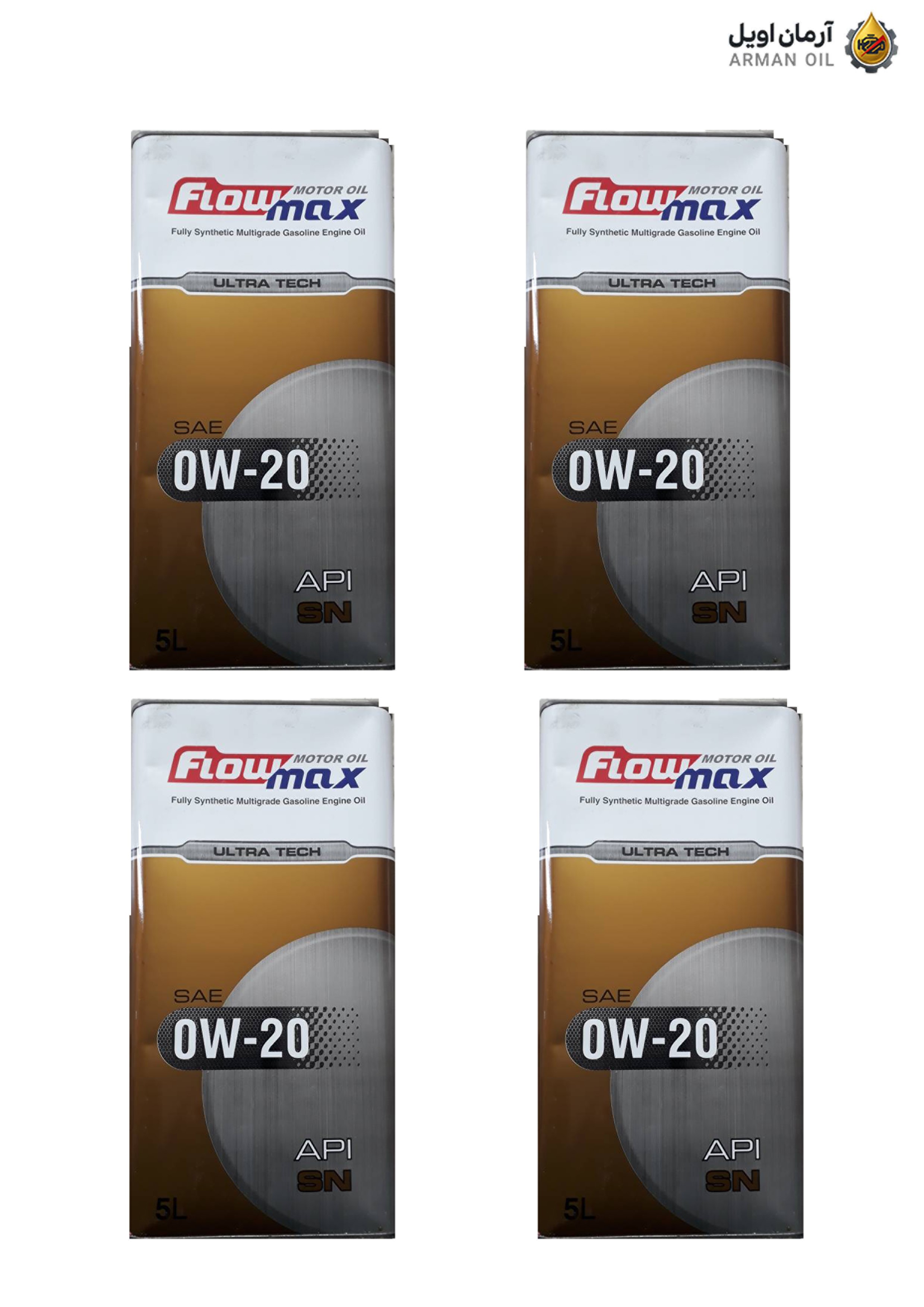 روغن موتورFlowmax UltraTech SN 0W-20 حجم ۵ لیتری (کارتن ۴ عددی)